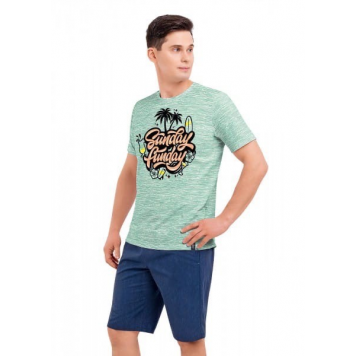 Clever MHP501322/1 комплект мужской (футболка+шорты) св.зеленый/т.синий 48(L)